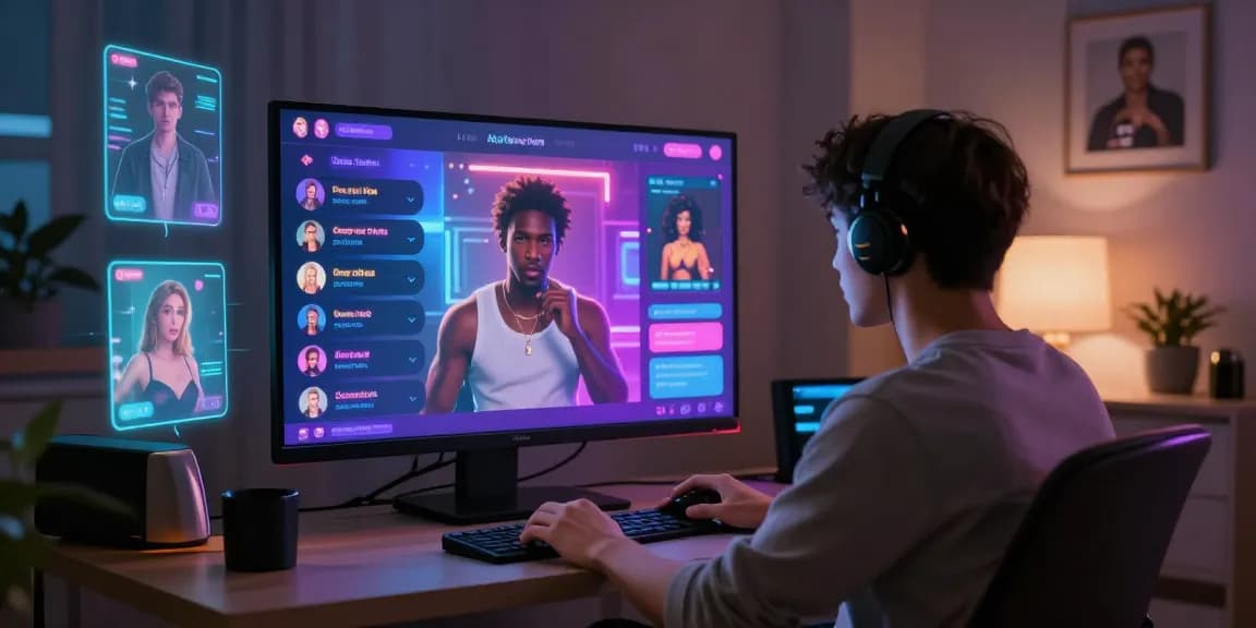 Engaging user interaction with porn chat AI in a cozy digital environment.