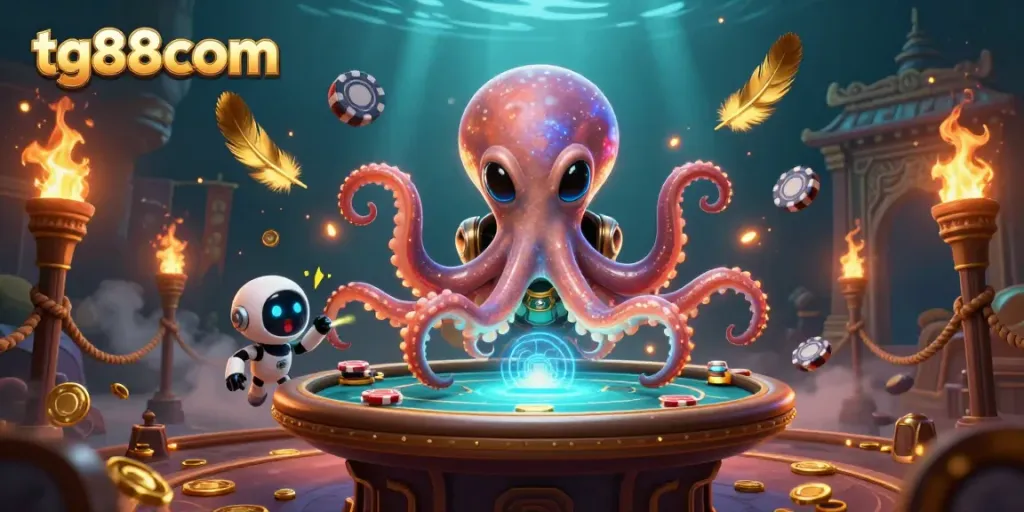 Experience thrilling gameplay at tg88com with a vibrant 3D alien poker scene.