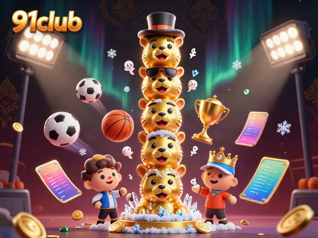 Engage with thrilling gameplay at 91club, featuring vibrant 3D elements of sports and casino fun.