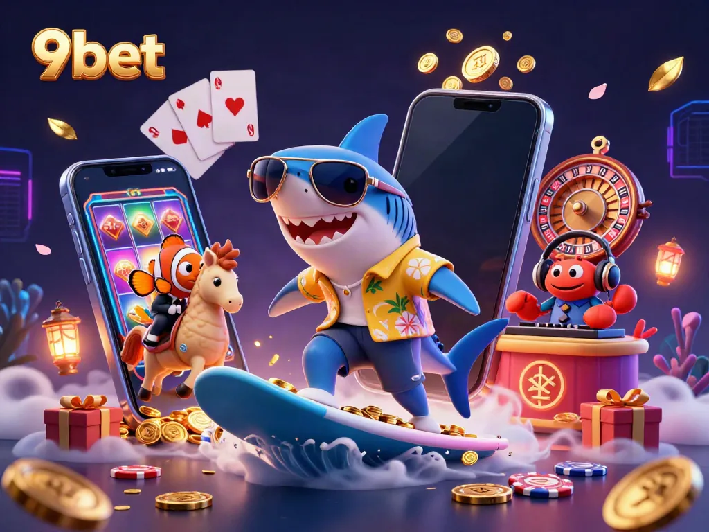 Experience thrilling play with 9bet's vibrant casino scene featuring dynamic characters and exciting game elements.