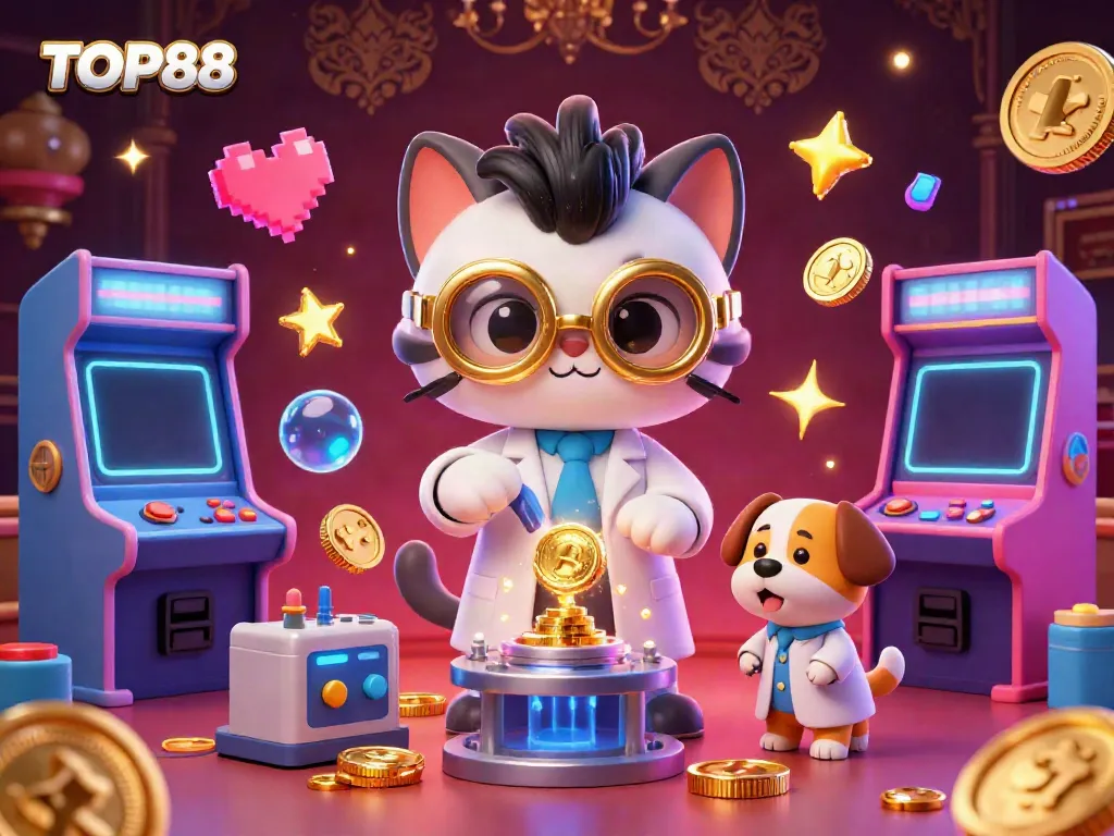 Experience the excitement of TOP88 with a vibrant casino-themed illustration showcasing thrilling gaming elements.