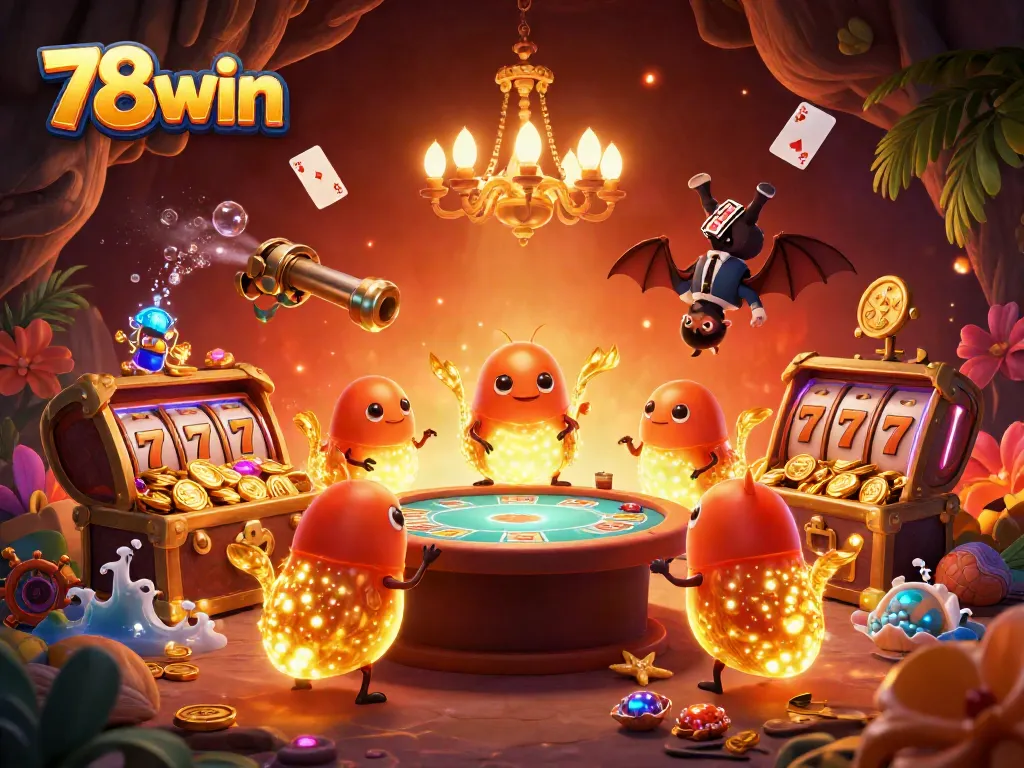 Experience thrilling gameplay at 78win with an enchanting cave casino illuminated by glowworms.