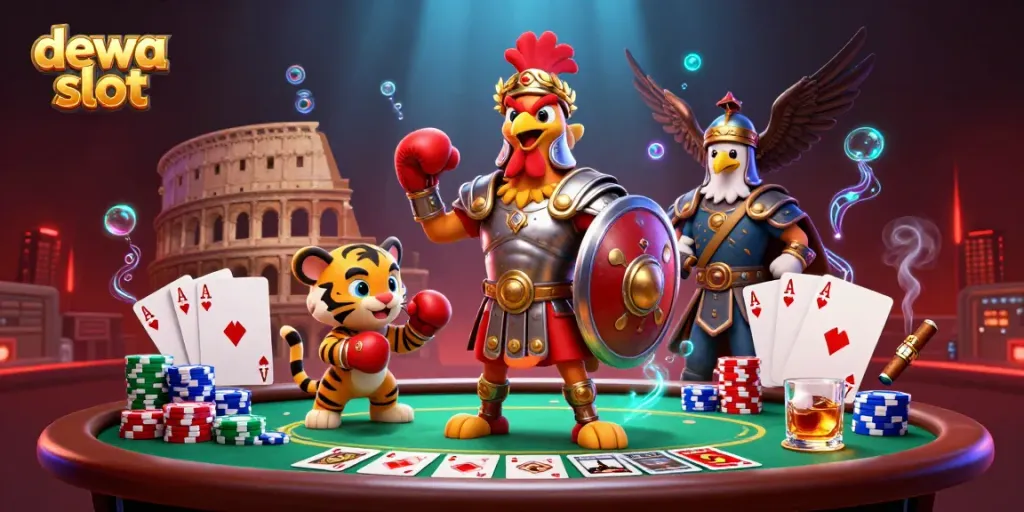 Experience high-stakes action with dewa slot in a thrilling 3D illustration scene.