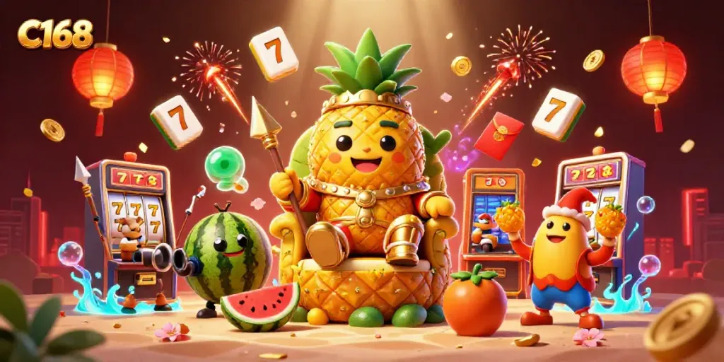 Engage in exciting gameplay at C168's vibrant casino, featuring interactive characters and dynamic elements.