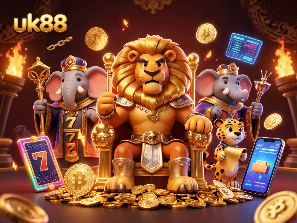 Engage with dynamic slot experiences at uk88 featuring royal characters and neon crypto elements.