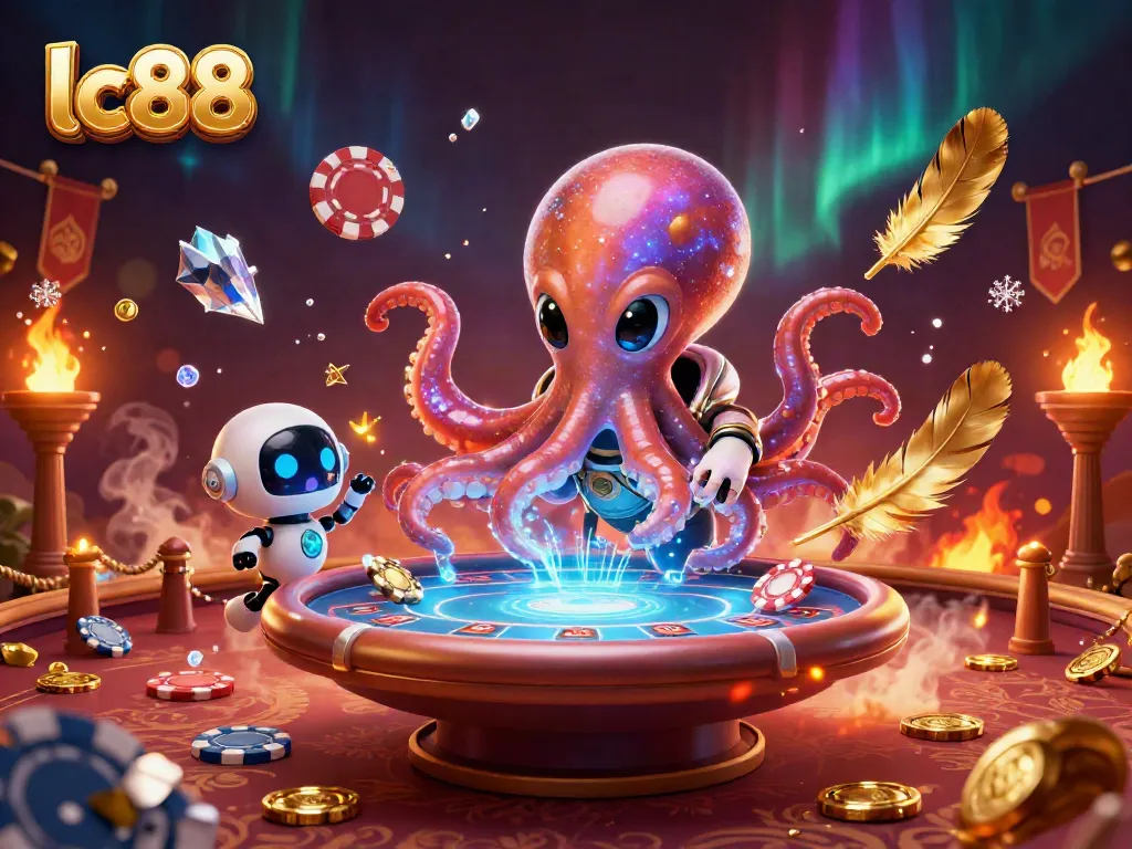 Engage with exciting lc88 poker strategies at a galactic-themed casino illustration.