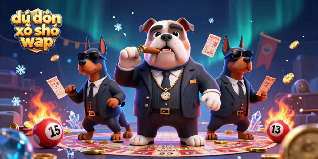 Experience thrilling predictions with dự đoán xổ số wap, featuring vibrant lottery elements and a dynamic character scene.