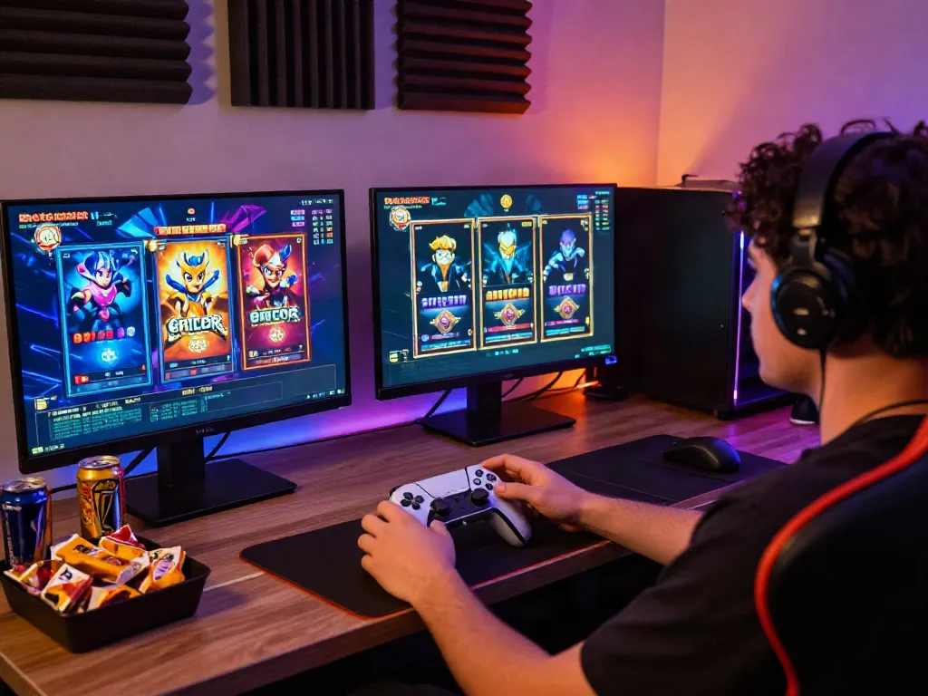 Player enjoying thrilling slot gacor hari ini games in a vibrant gaming setup with dynamic visuals and energizing atmosphere.