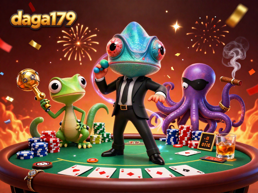 Engage in thrilling poker action at daga179 with colorful chips and exciting characters.