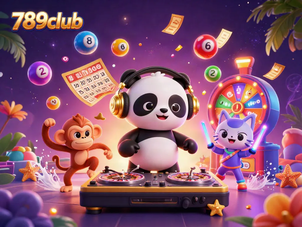Join the thrilling action at 789club with a dynamic DJ panda and vibrant games all around.