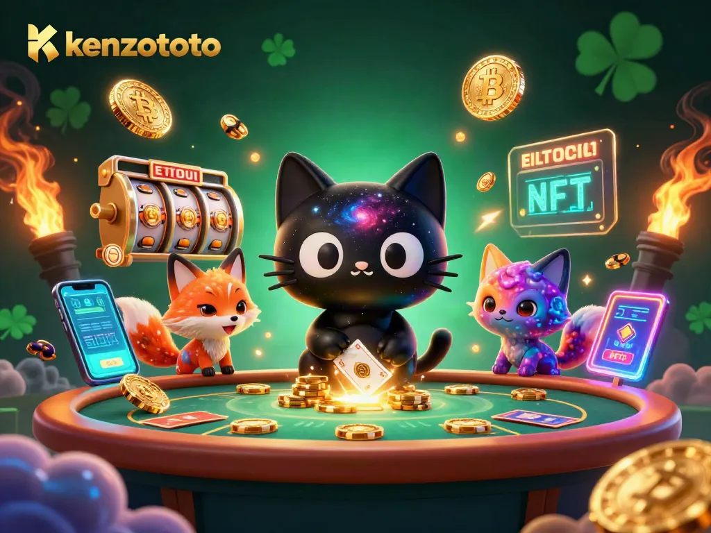Experience dynamic gaming action with kenzototo, featuring cosmic characters and vibrant casino elements.