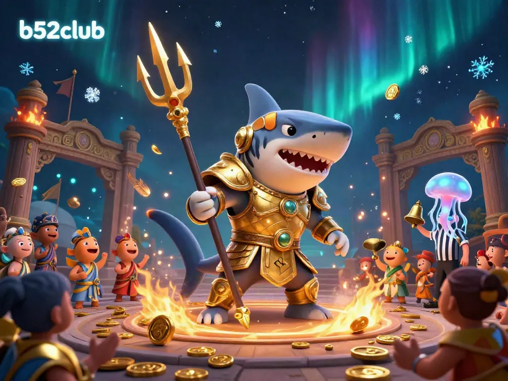 Engage in thrilling underwater casino action at b52club with a tiger shark leading the competition.