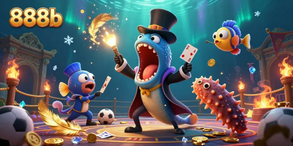 Engage with 888b's vibrant underwater casino scene featuring magical elements and sports betting.